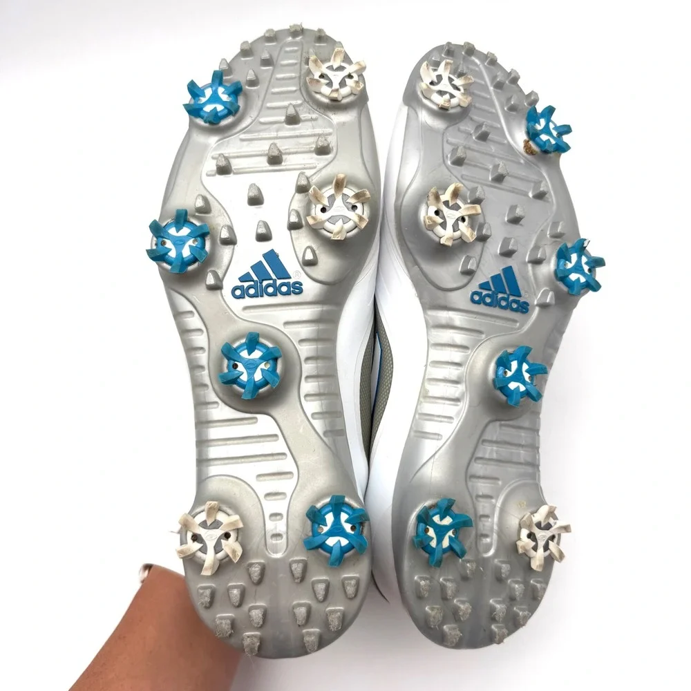 Adidas Adizero Golf Shoes Men's 9.5 White Blue Q46801 Spiked Golf Cleats